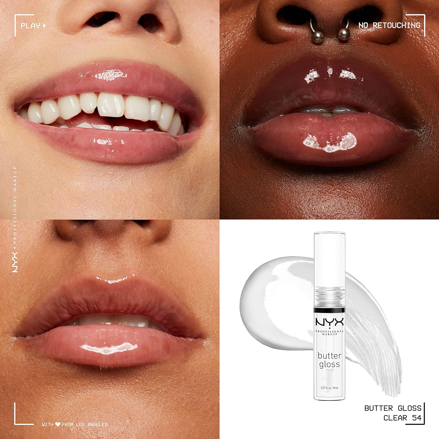 NYX PROFESSIONAL MAKEUP Butter Gloss， Non-Sticky Lip Gloss - Sugar Glass (Clear) - Image 3
